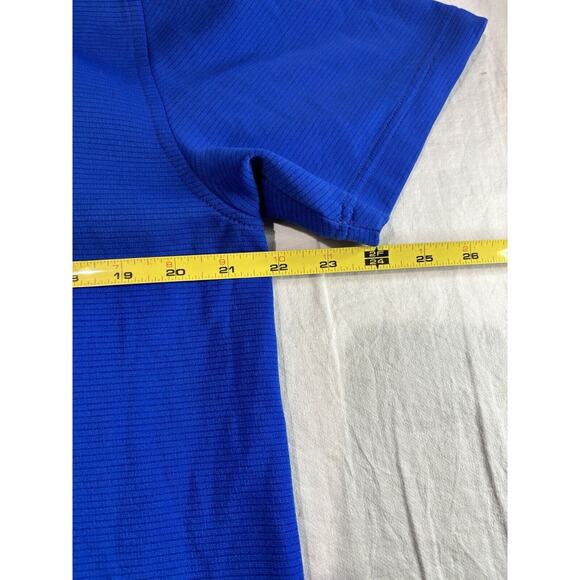 Under Armour Polo Shirt Men's Size L Blue Striped Short Sleeve Heatgear - Picture 7 of 7